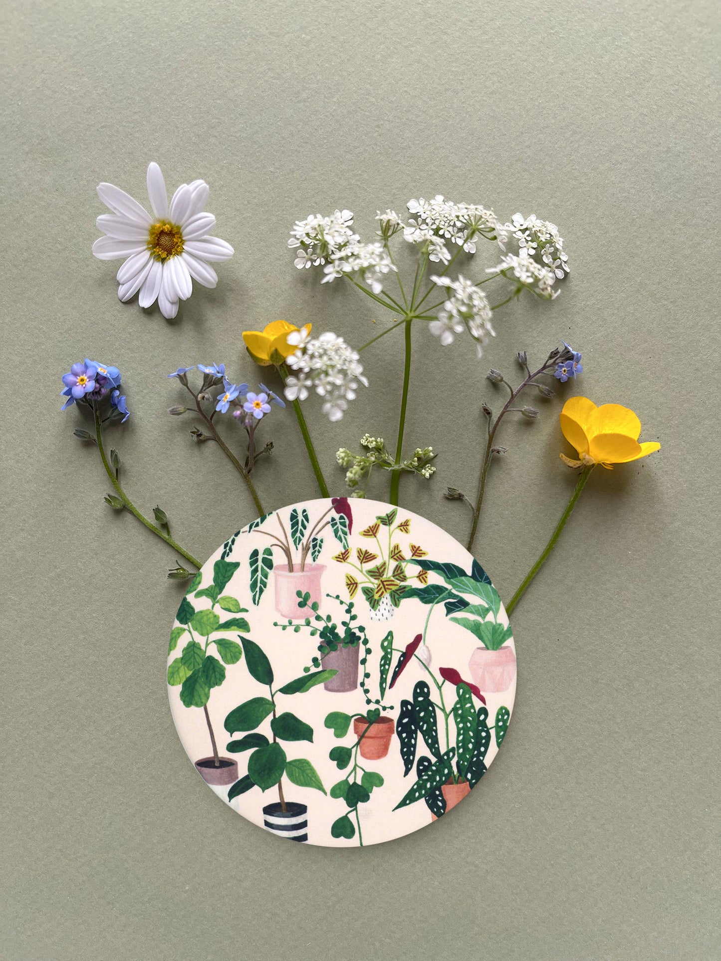 Mimosa Pattern Bag Mirror