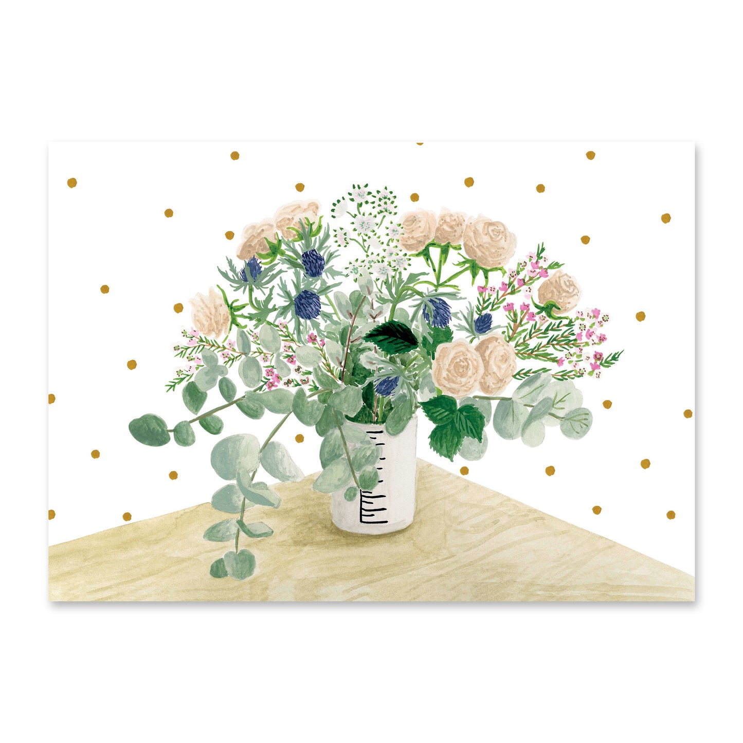 Carte postale Bouquet et pois