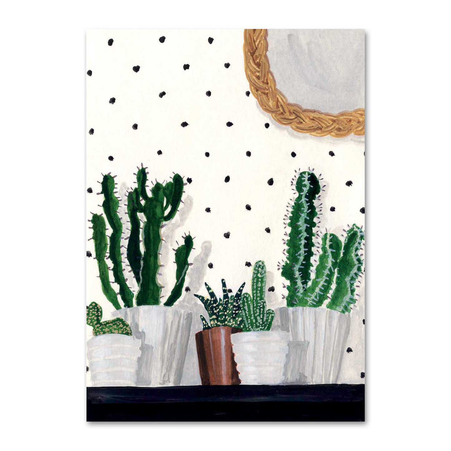 Cactus and polka dot postcard