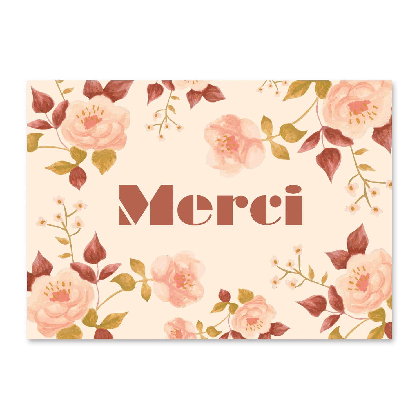 Roses Thank You Card - nude pink